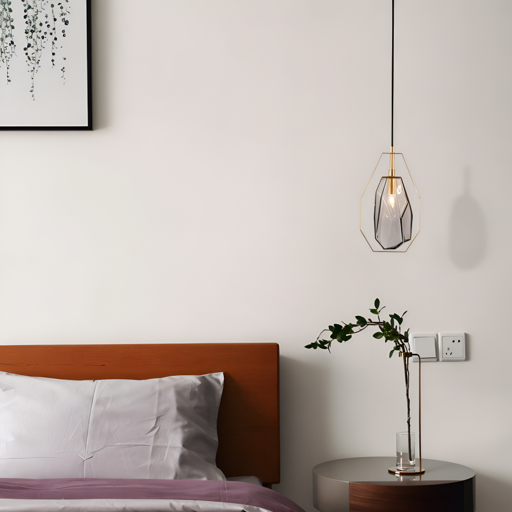 GemLit Pendelleuchte - Stilvolle Bernstein Grau Glas Hängelampe - Minimalistische Beleuchtung