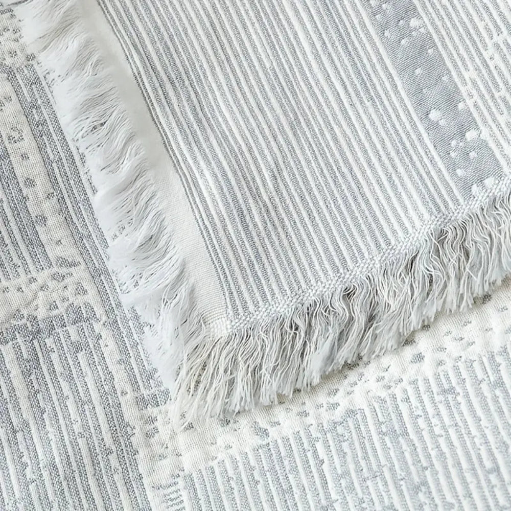 Gema Baumwoll Decke | Geometrisches Muster, Atmungsaktiv für Sofa und Wohnraum 0