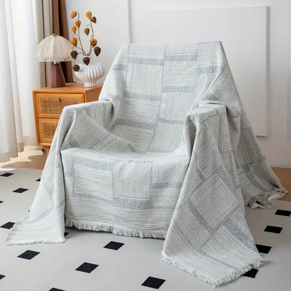 Gema Baumwoll Decke | Geometrisches Muster, Atmungsaktiv für Sofa und Wohnraum 3