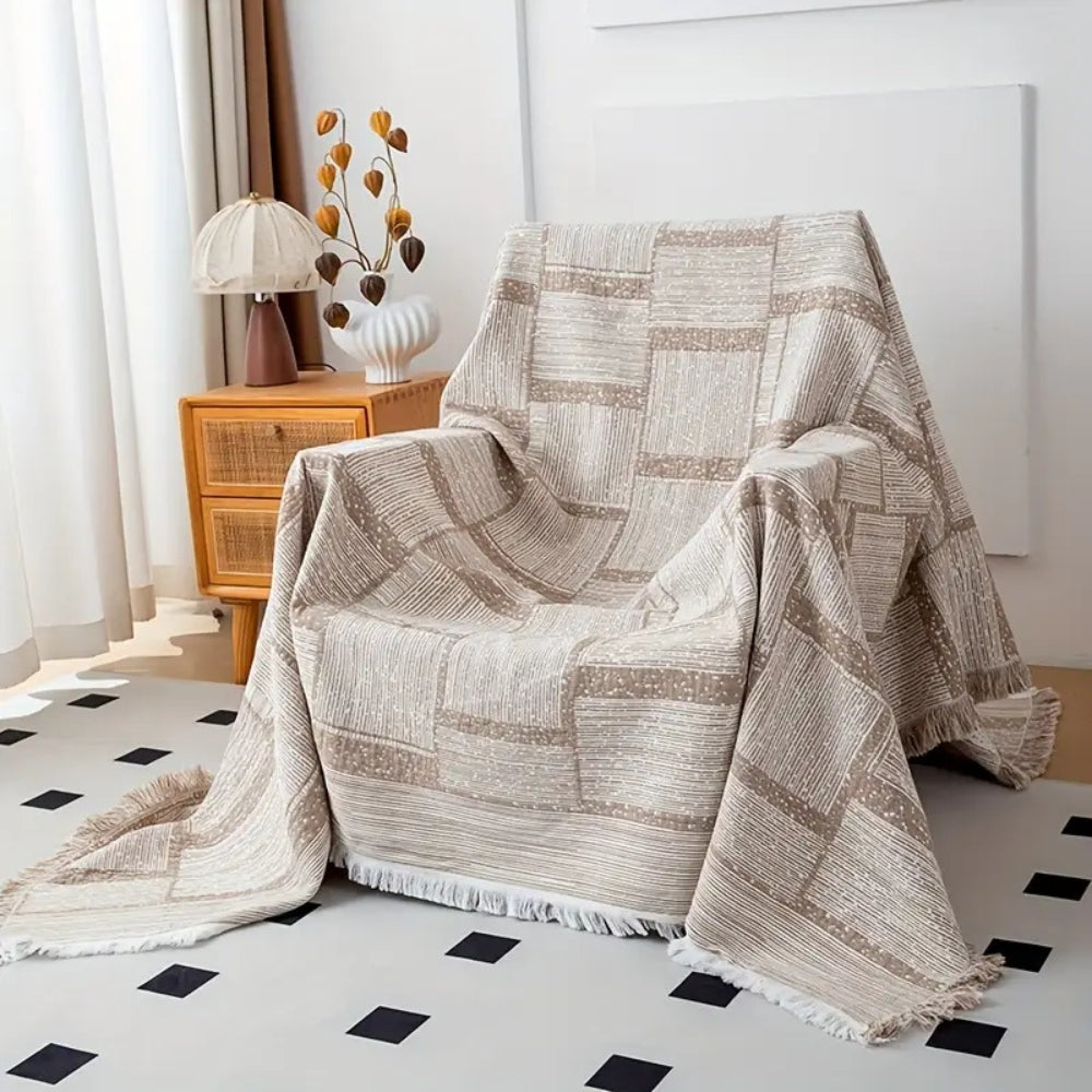 Gema Baumwoll Decke | Geometrisches Muster, Atmungsaktiv für Sofa und Wohnraum 4
