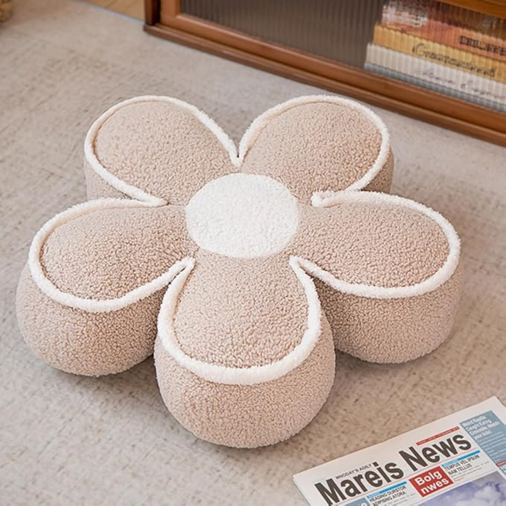 Gemütliches Dekokissen - Hautfreundliches Teddyfleece mit Blumenmuster für Wohnräume