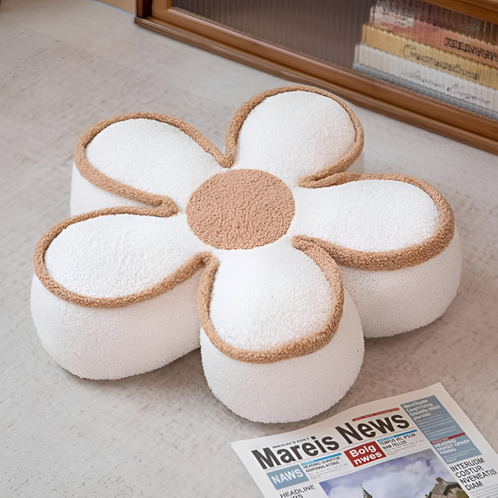 Gemütliches Dekokissen - Hautfreundliches Teddyfleece mit Blumenmuster für Wohnräume