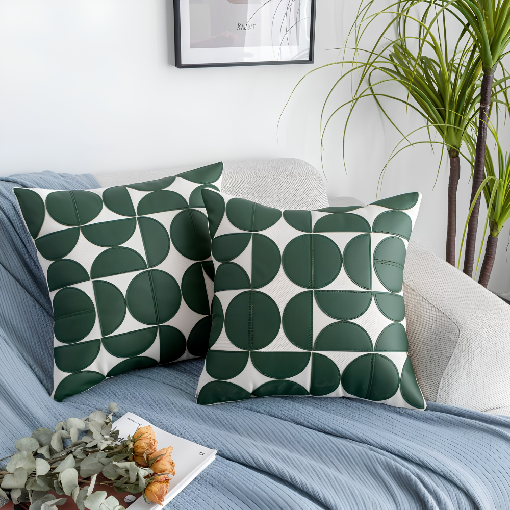 Geometrischer Kissenbezug in Lederoptik – Moderner Dekokissenbezug für Sofa, Bett & Wohnzimmer