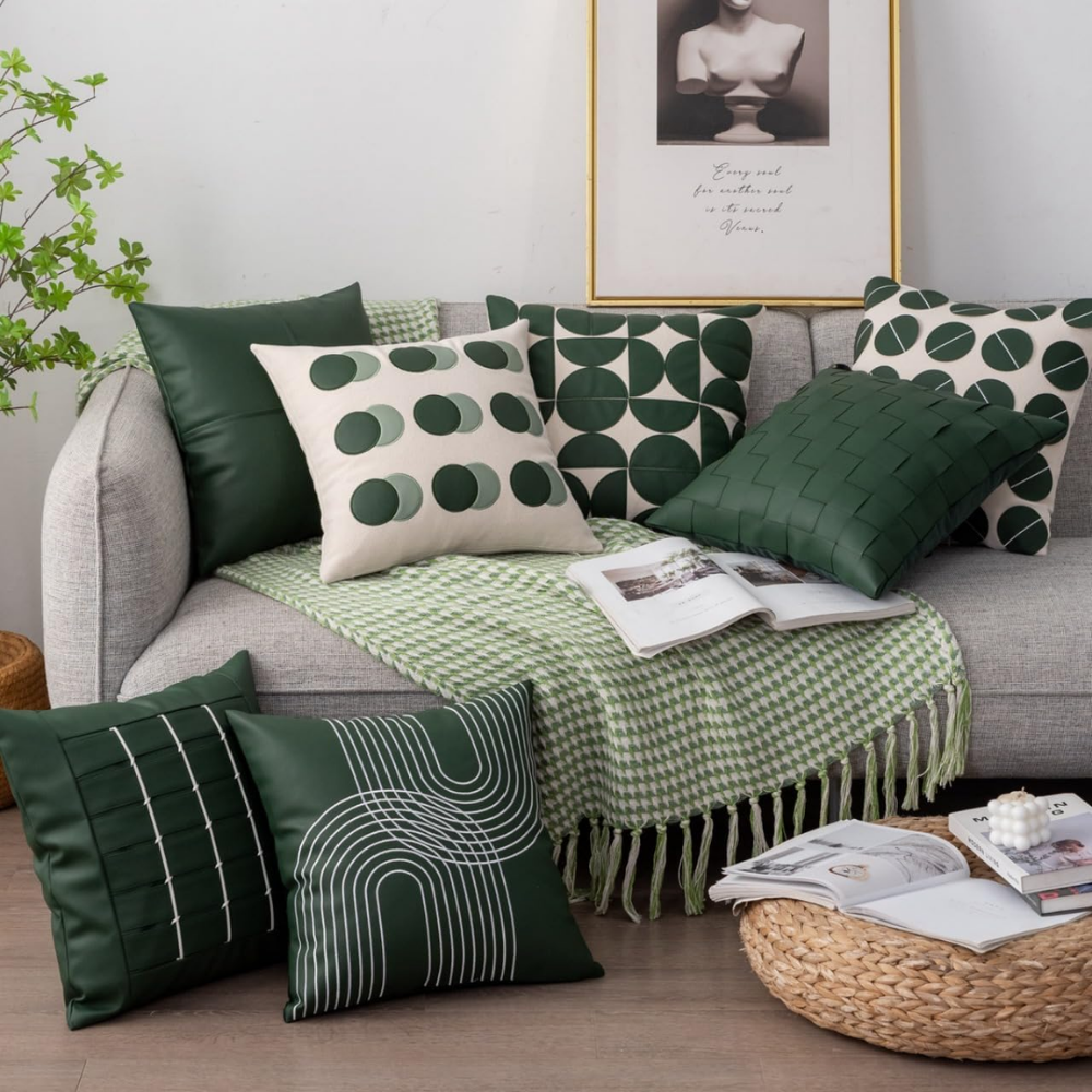 Geometrischer Kissenbezug in Lederoptik – Moderner Dekokissenbezug für Sofa, Bett & Wohnzimmer