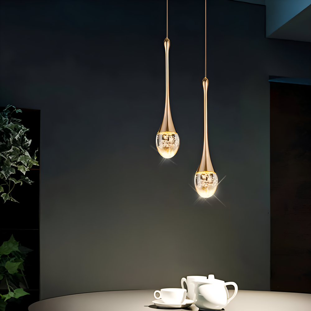 Glass Drop Pendelleuchte - Schwarz & Gold Crystal Bubble Hängelampe
