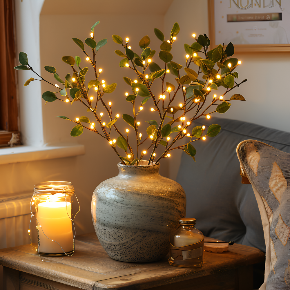 Glimmery Abzweigleuchten  -  Magische Batterie LED Lichterkette - 70cm Glitzernder Künstlicher Zweig