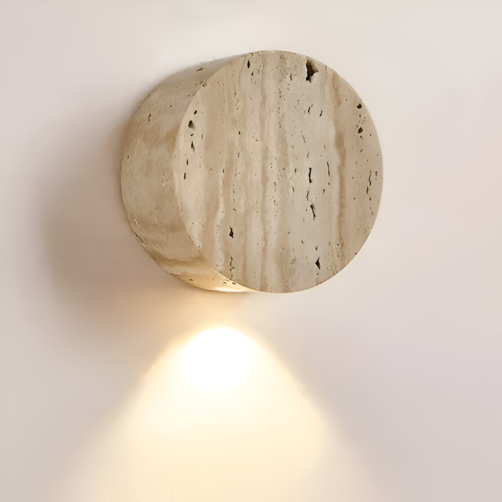 Globose Beige Wandleuchte - Wabi Sabi Runde Wandleuchte - Marmor Wandleuchter