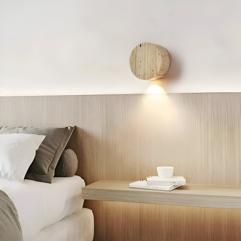 Globose Beige Wandleuchte - Wabi Sabi Runde Wandleuchte - Marmor Wandleuchter