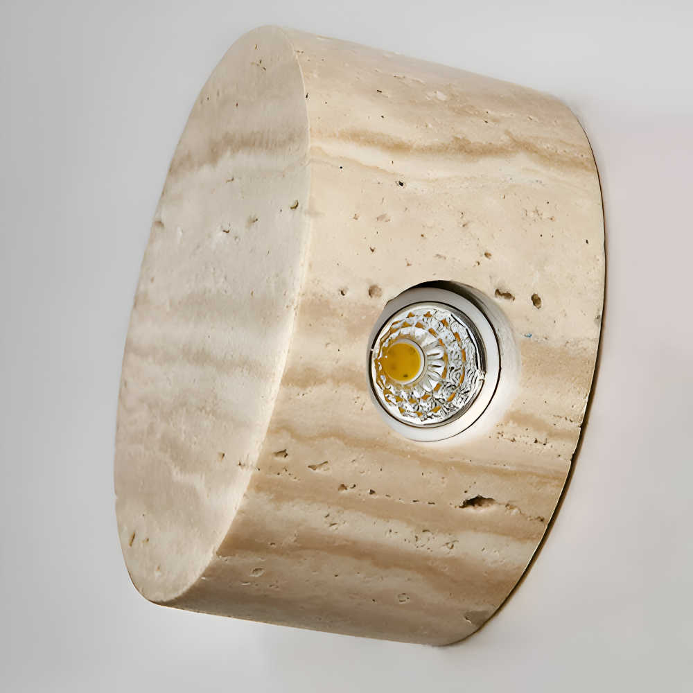 Globose Beige Wandleuchte - Wabi Sabi Runde Wandleuchte - Marmor Wandleuchter