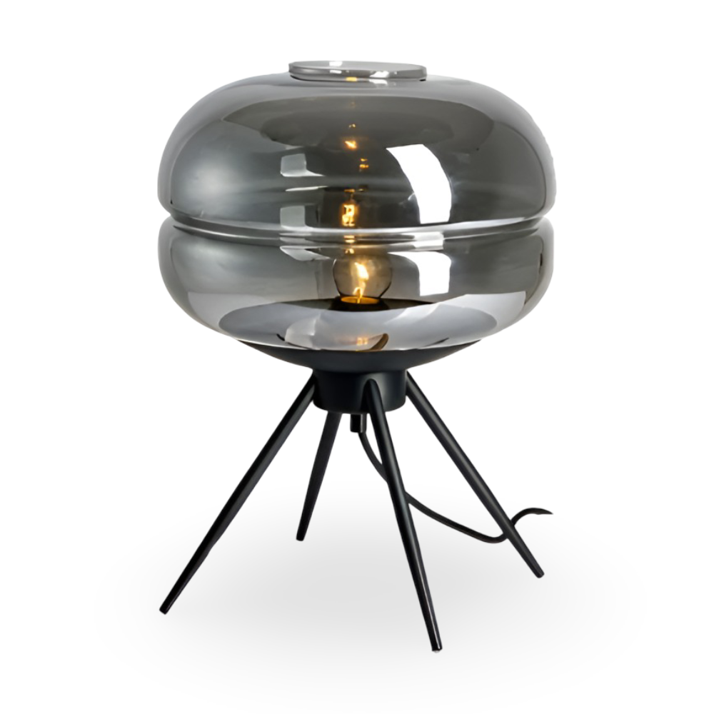 GlossiQuad Tischlampe - Vintage Dome Quadpod Design E27 Glas Schreibtischlampe