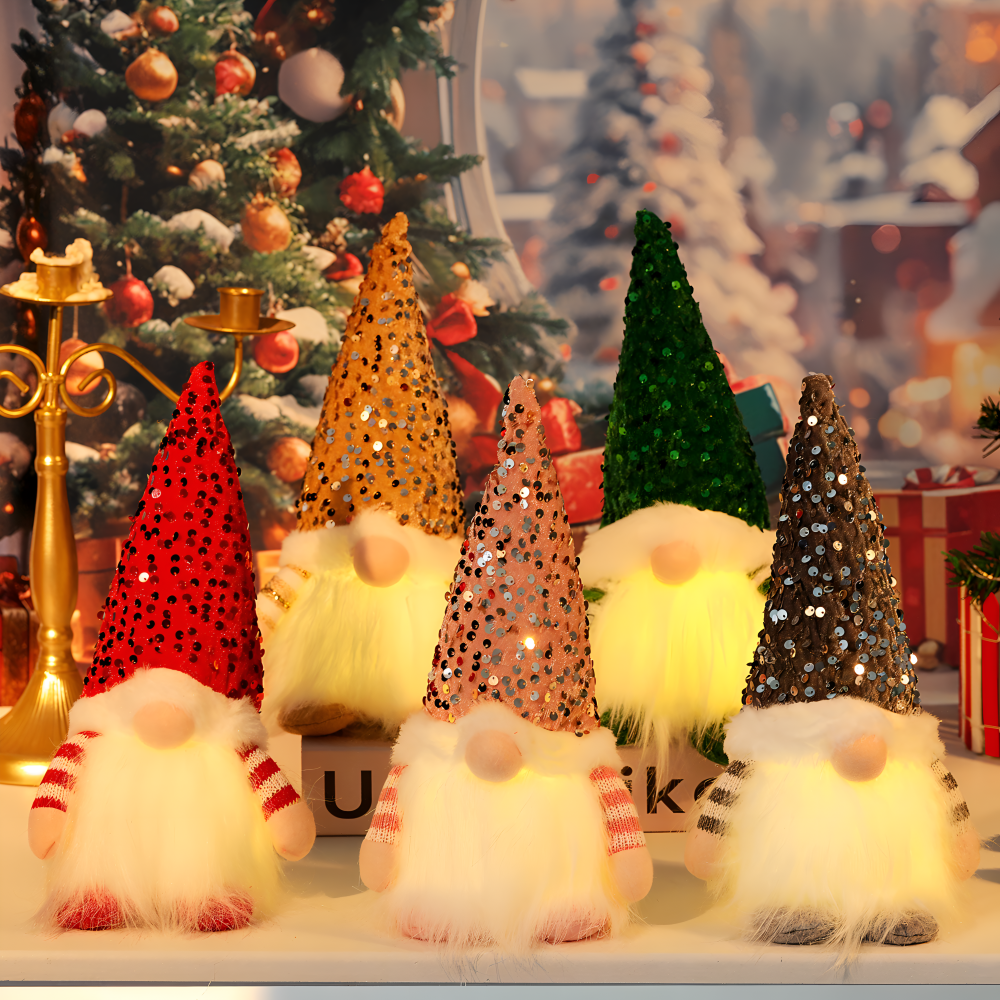 Gnom Dazz - Charmanter 30cm LED Elf mit Paillettenhut