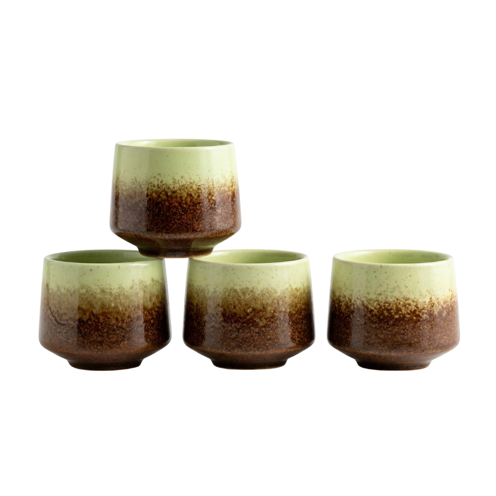 4er Set Handgefertigte Keramik Kaffeetassen mit Farbverlauf – 200ml Espressotassen, Hitzebeständig