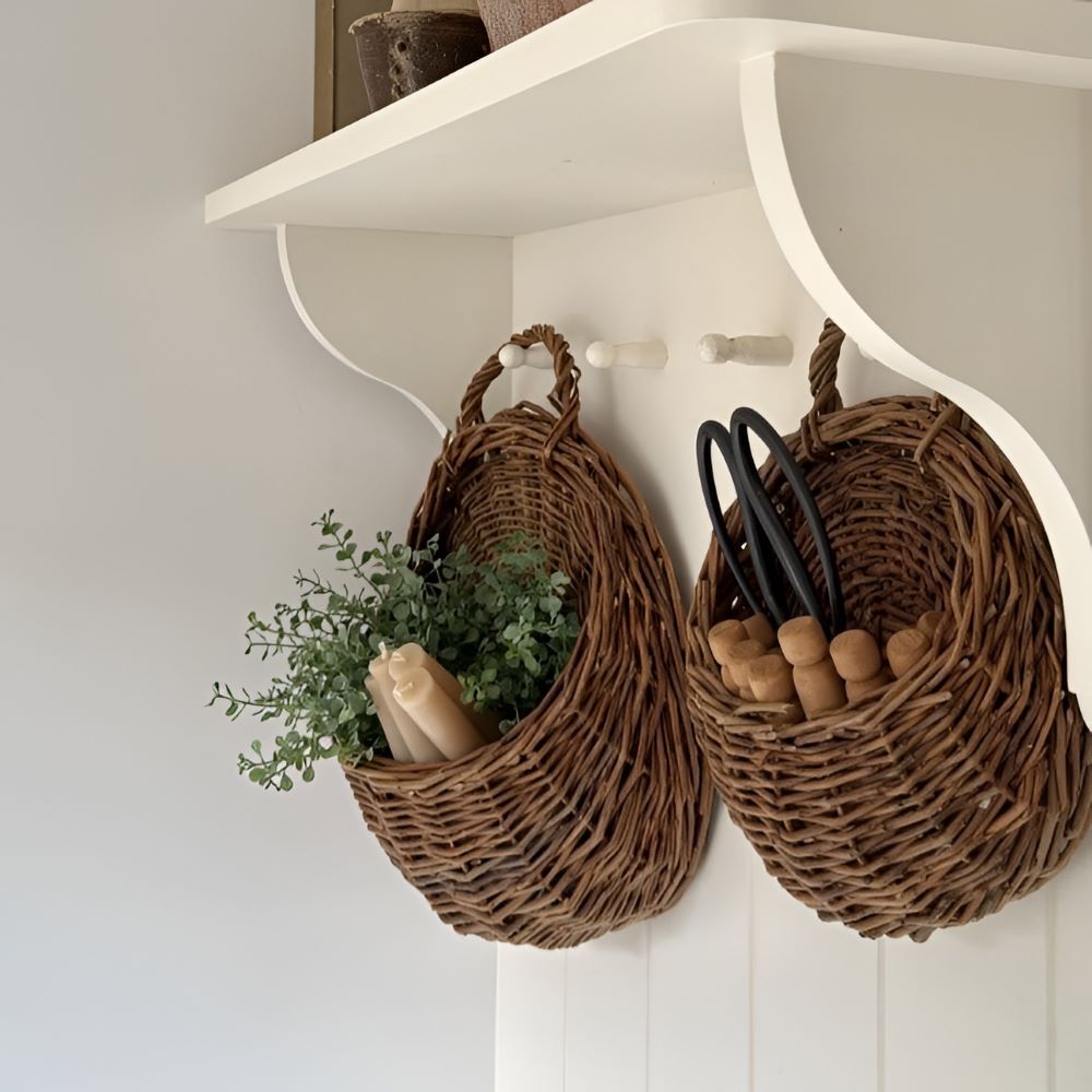 Handgefertigter Rattan Wandkorb - Natürliche Eleganz für Pflanzen und Blumen