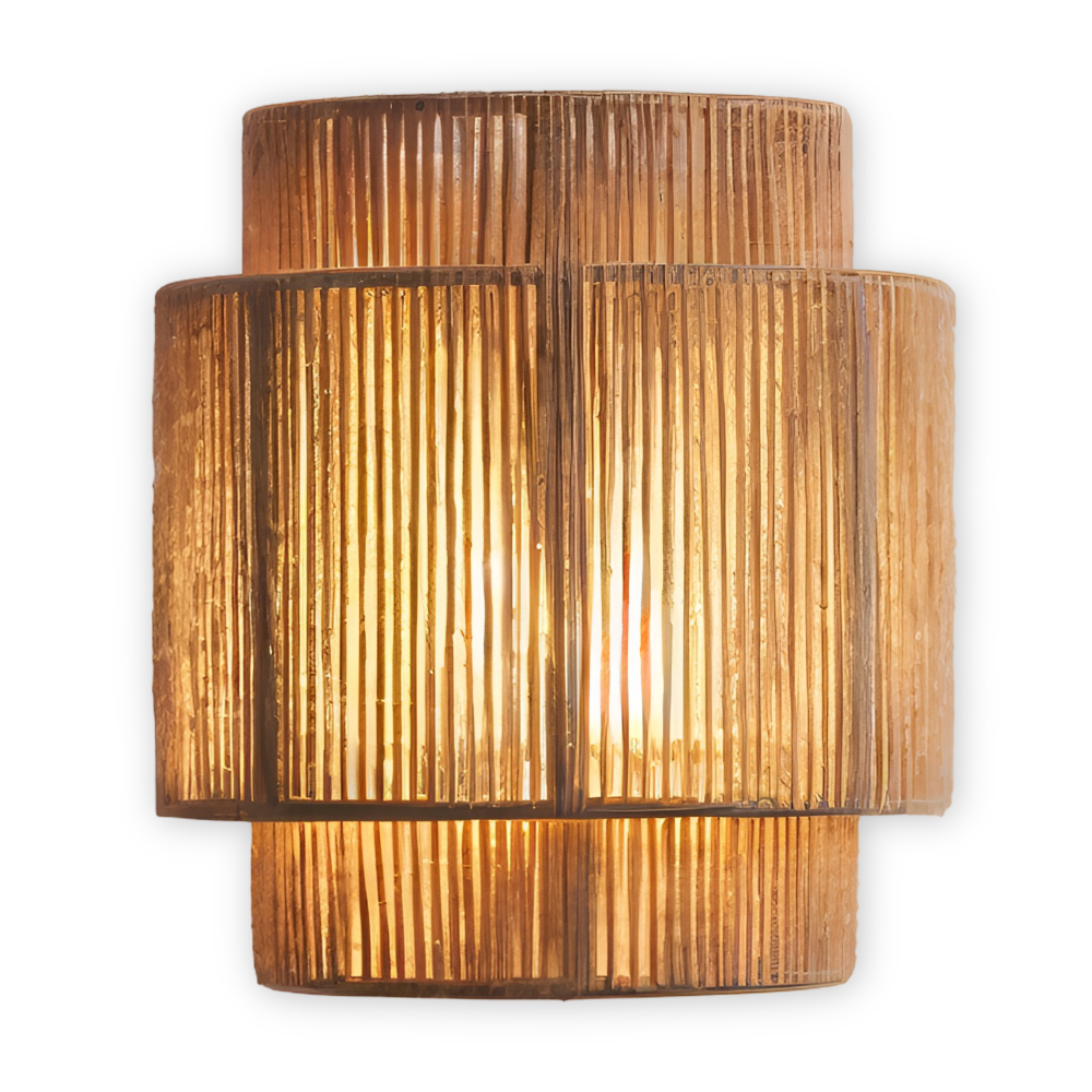 Hanf Wandleuchte - Hanfseil Rattan Lampenschirm - Boho Wanddekoration