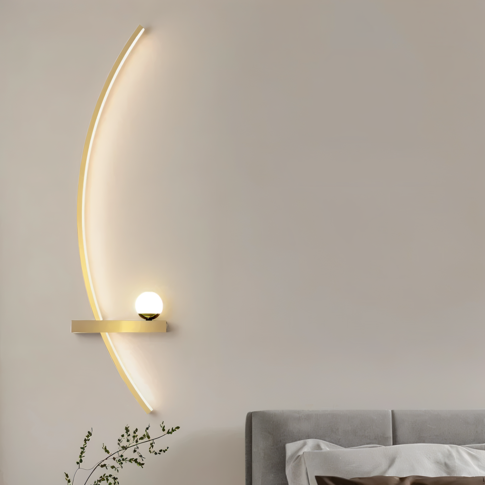 BrightArc Wandleuchte - Gebogene Wandleuchte LED - Arc Line Nachttisch Wandlampe