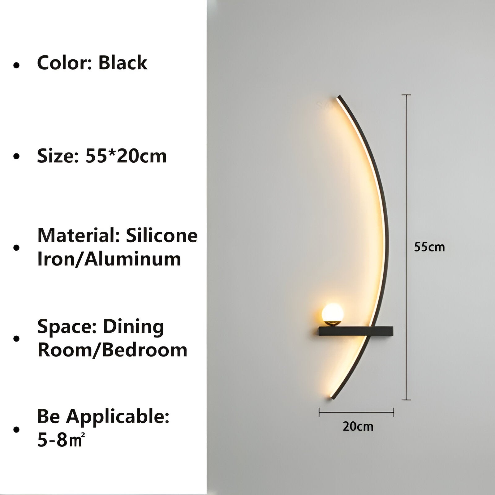 BrightArc Wandleuchte - Gebogene Wandleuchte LED - Arc Line Nachttisch Wandlampe