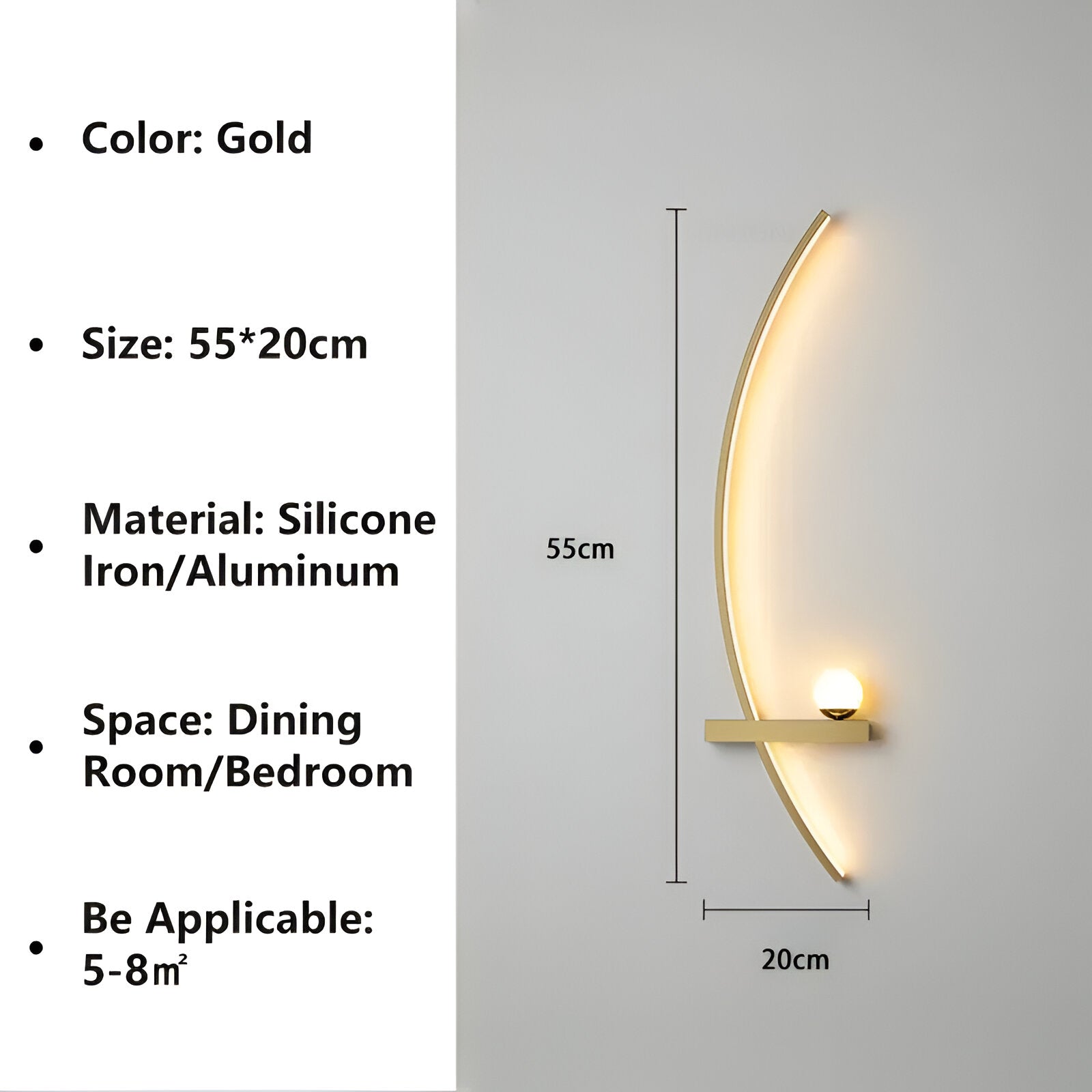 BrightArc Wandleuchte - Gebogene Wandleuchte LED - Arc Line Nachttisch Wandlampe