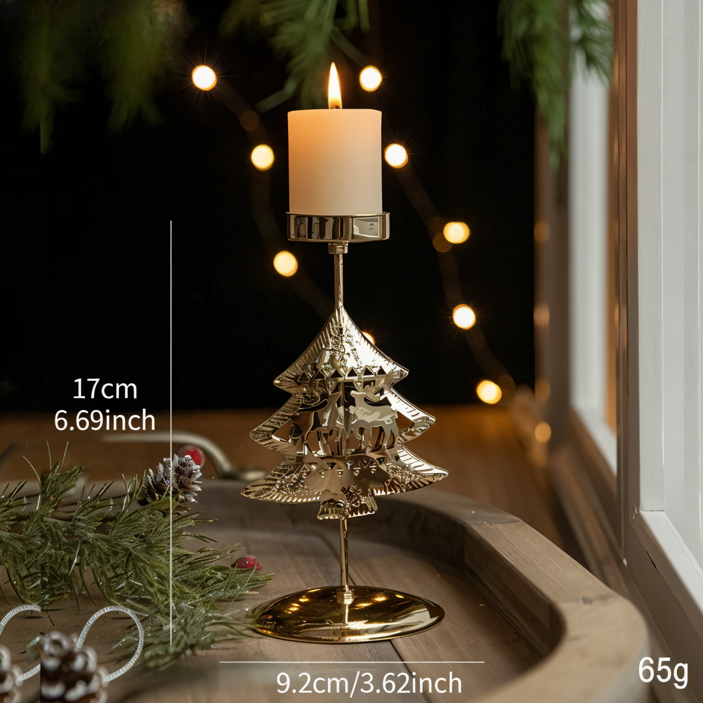 Cierge Stand - Vintage Gold Metallic Weihnachtsmotiv Kerzenhalter