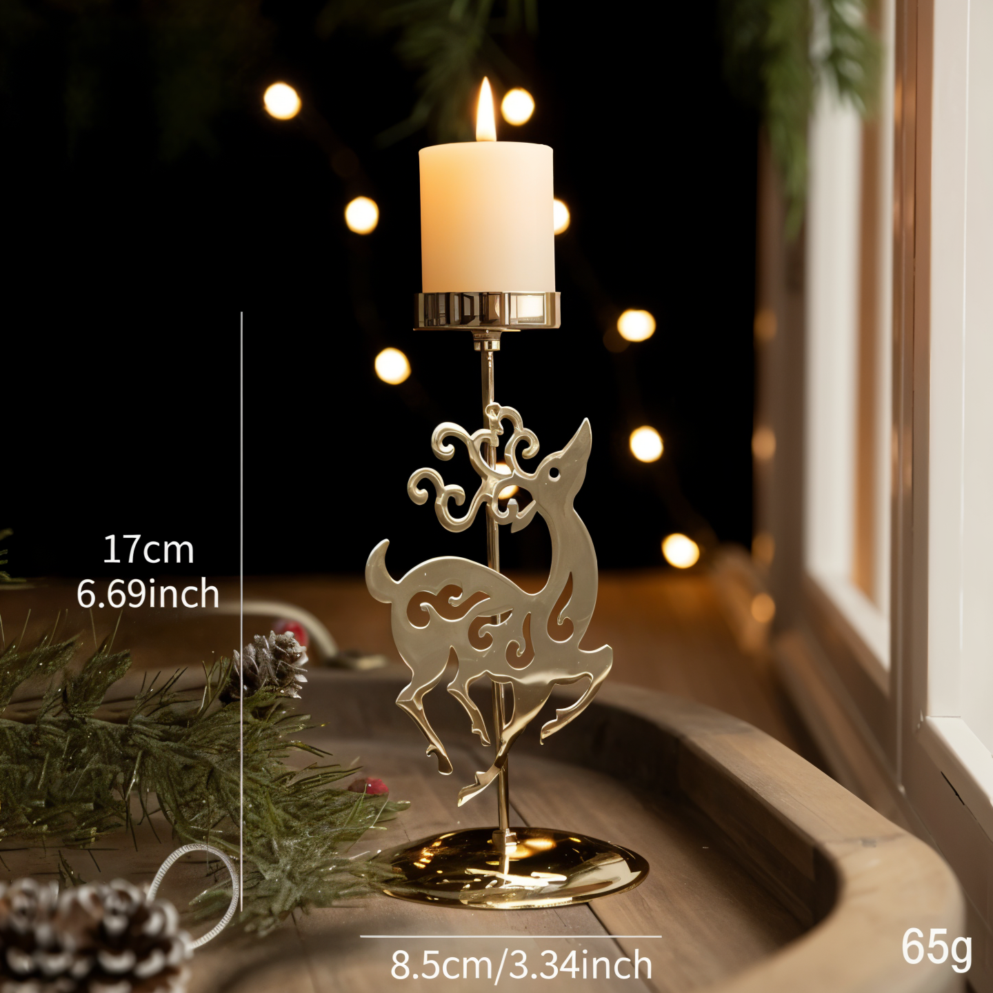 Cierge Stand - Vintage Gold Metallic Weihnachtsmotiv Kerzenhalter