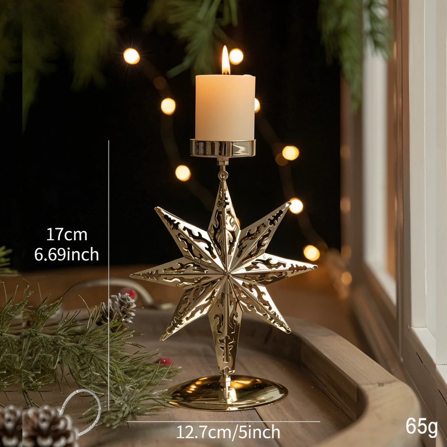 Cierge Stand - Vintage Gold Metallic Weihnachtsmotiv Kerzenhalter