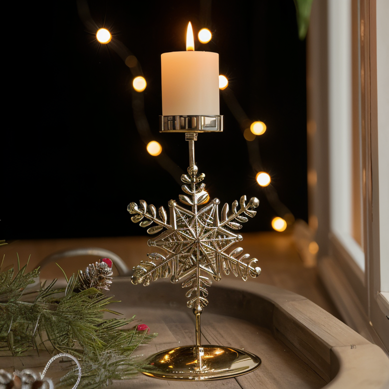 Cierge Stand - Vintage Gold Metallic Weihnachtsmotiv Kerzenhalter