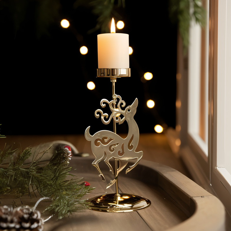 Cierge Stand - Vintage Gold Metallic Weihnachtsmotiv Kerzenhalter