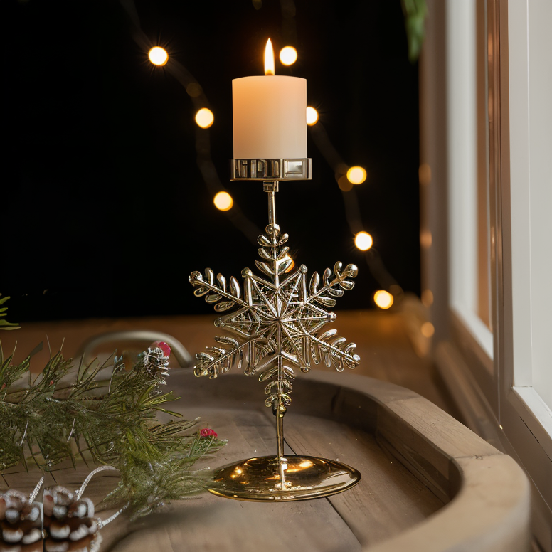 Cierge Stand - Vintage Gold Metallic Weihnachtsmotiv Kerzenhalter