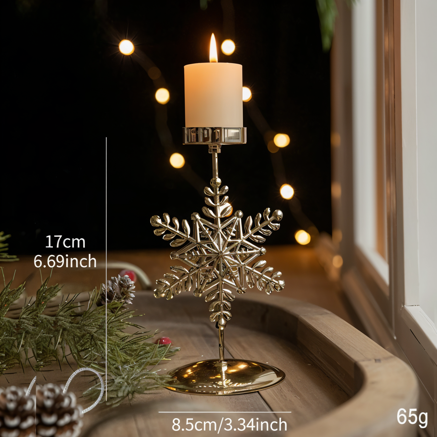 Cierge Stand - Vintage Gold Metallic Weihnachtsmotiv Kerzenhalter