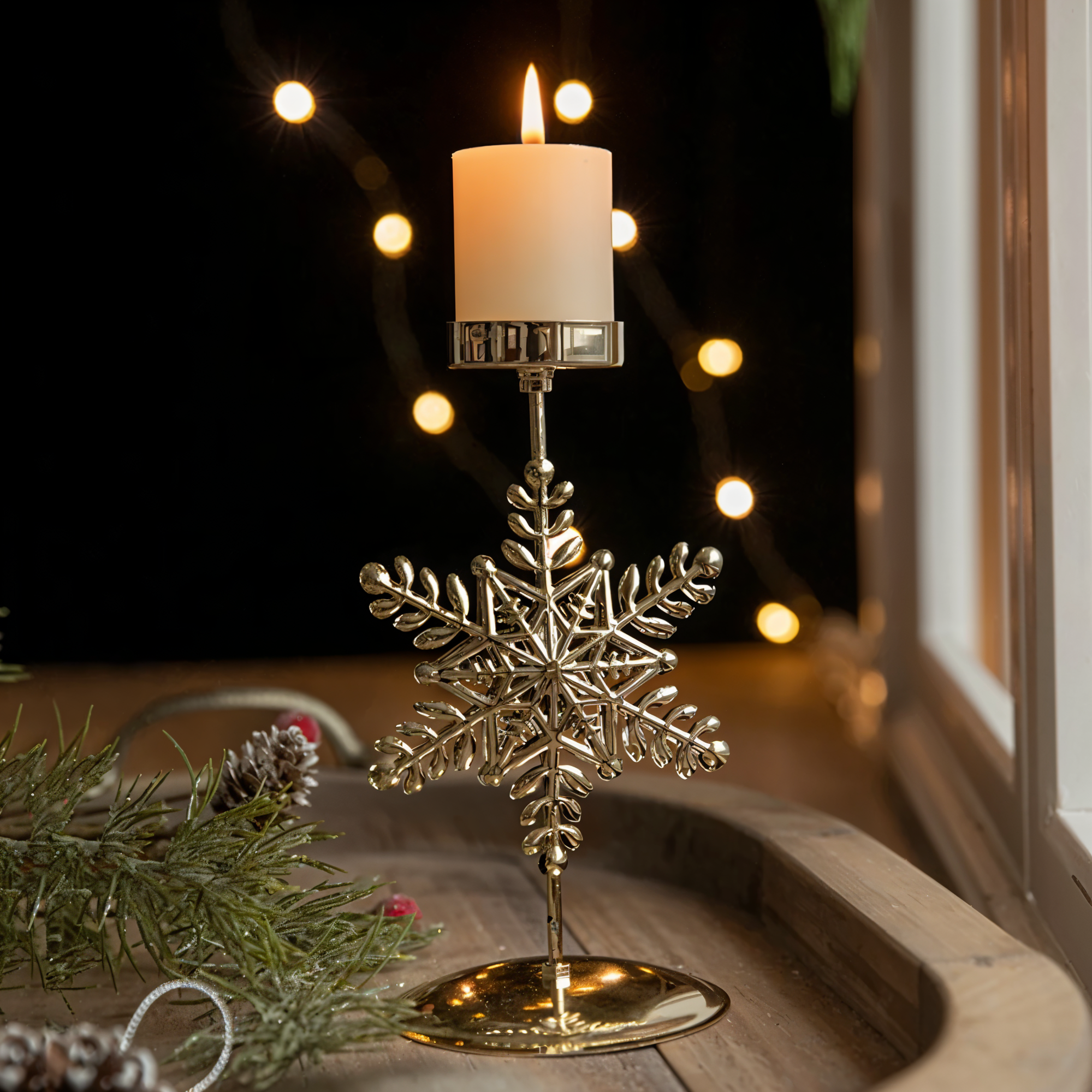 Cierge Stand - Vintage Gold Metallic Weihnachtsmotiv Kerzenhalter