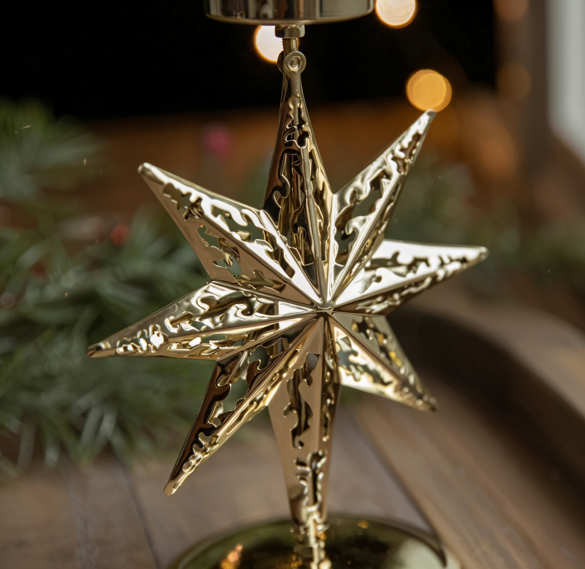 Cierge Stand - Vintage Gold Metallic Weihnachtsmotiv Kerzenhalter