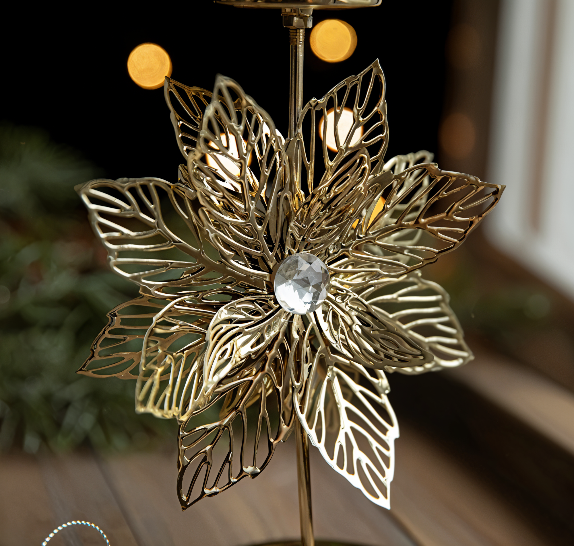 Cierge Stand - Vintage Gold Metallic Weihnachtsmotiv Kerzenhalter