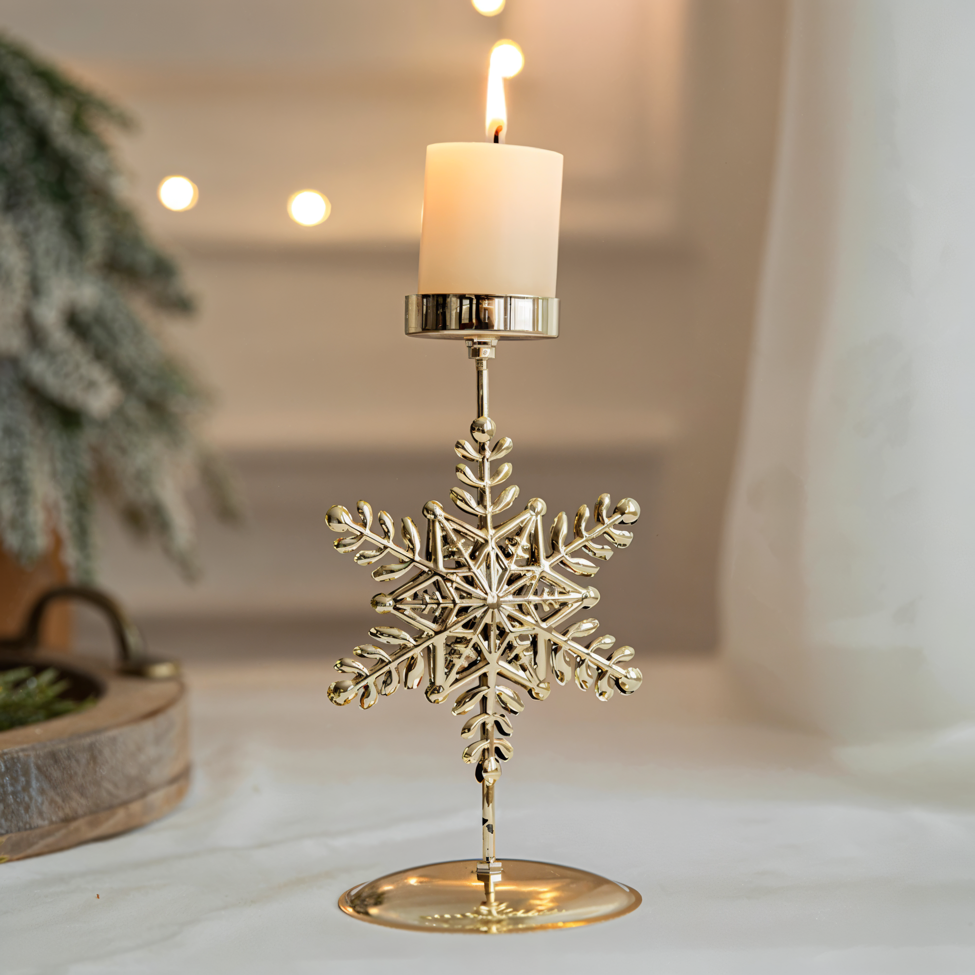 Cierge Stand - Vintage Gold Metallic Weihnachtsmotiv Kerzenhalter