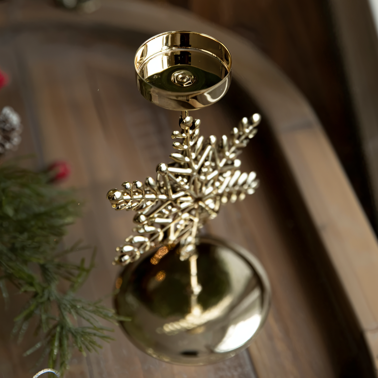 Cierge Stand - Vintage Gold Metallic Weihnachtsmotiv Kerzenhalter