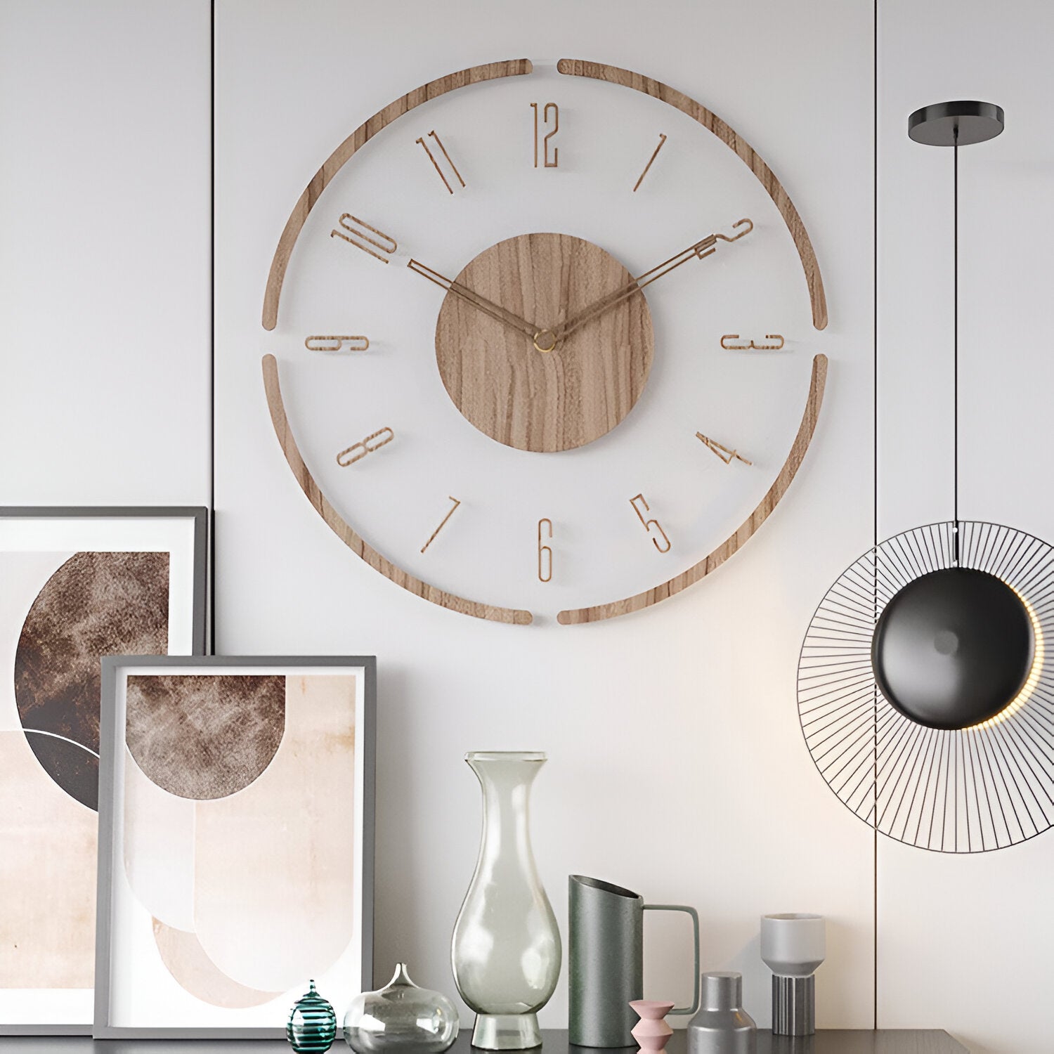 Clear O'Clock - Transparente Acryl & Holz Stille Wanduhr