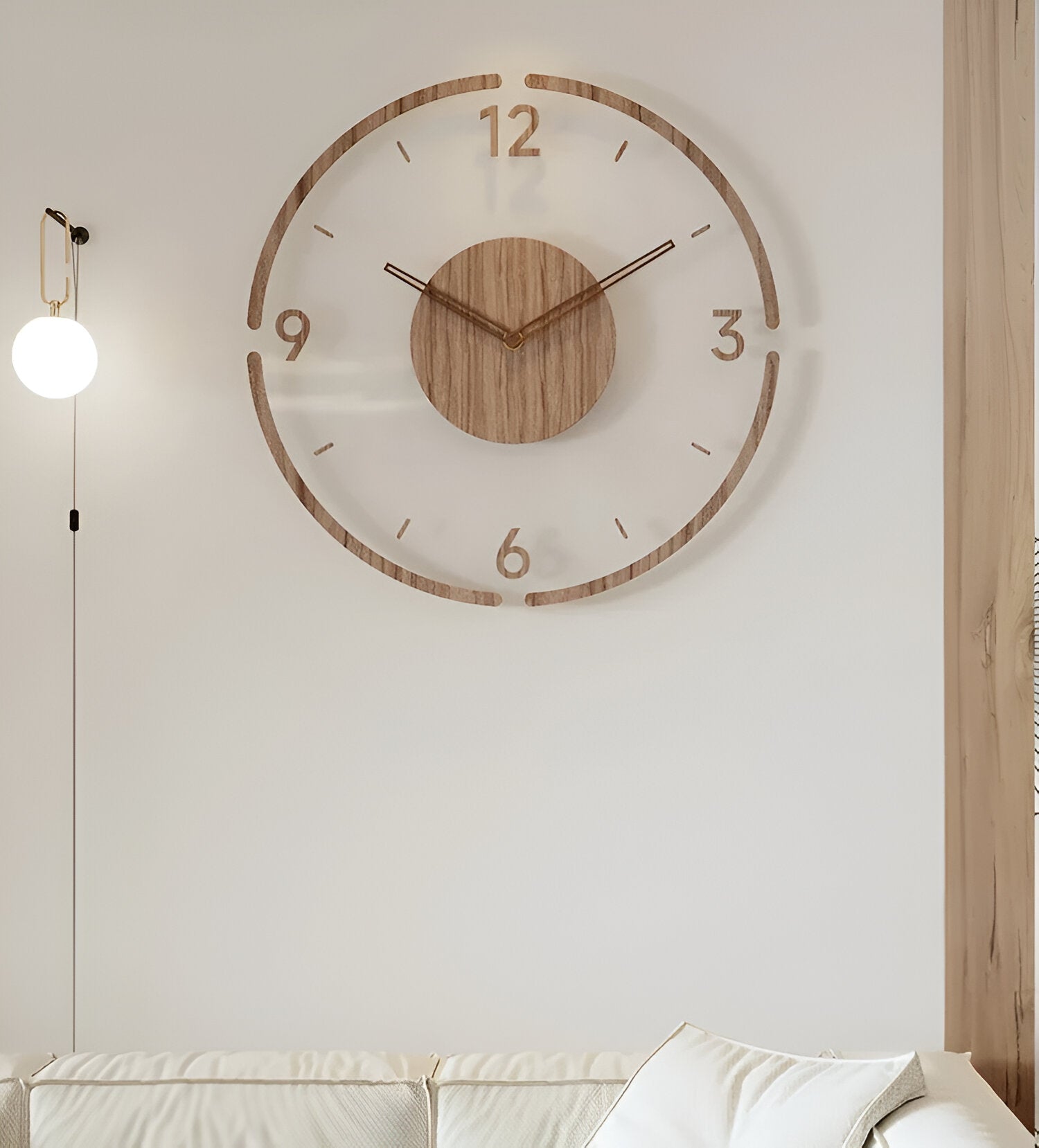 Clear O'Clock - Transparente Acryl & Holz Stille Wanduhr