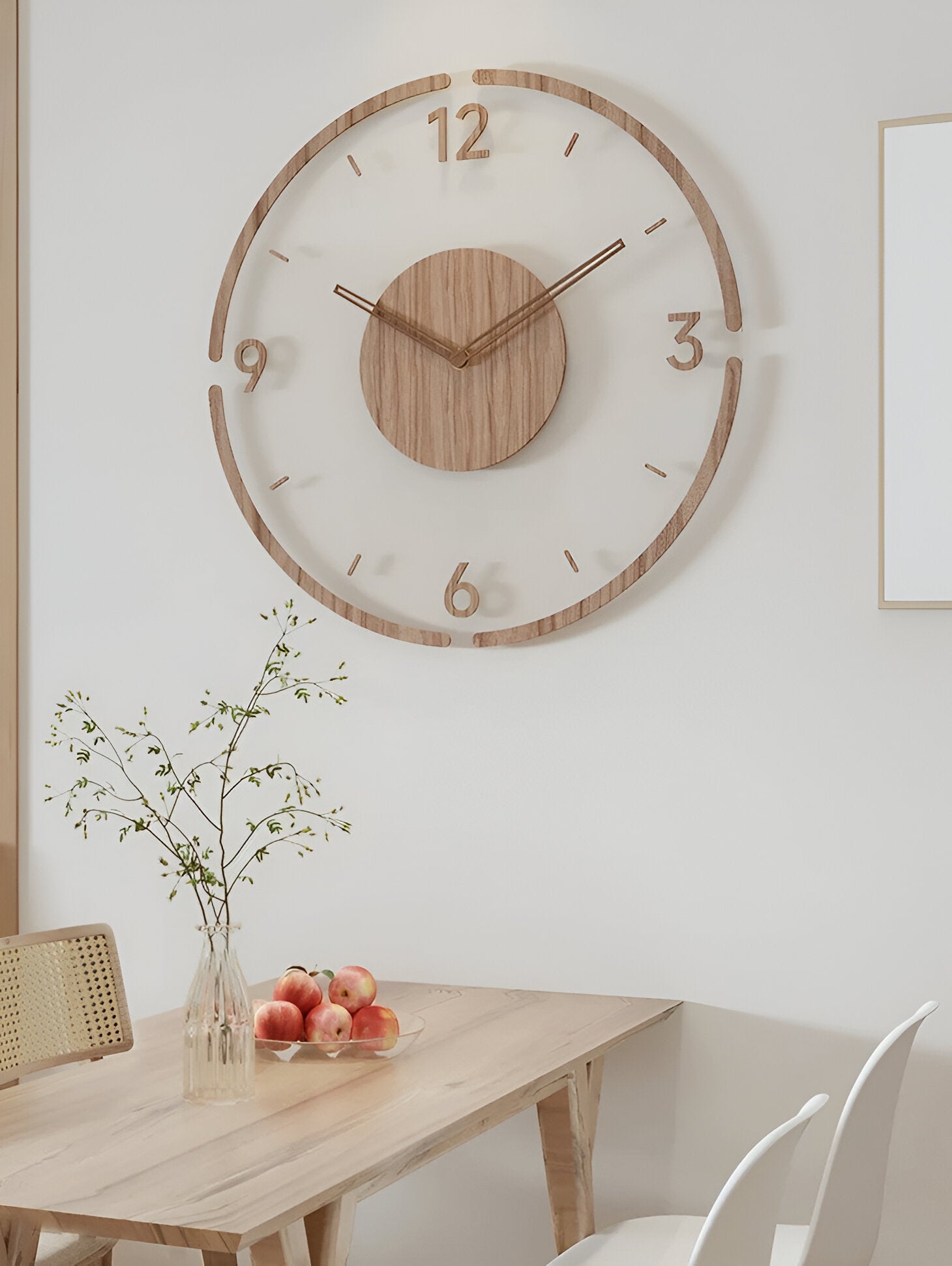 Clear O'Clock - Transparente Acryl & Holz Stille Wanduhr