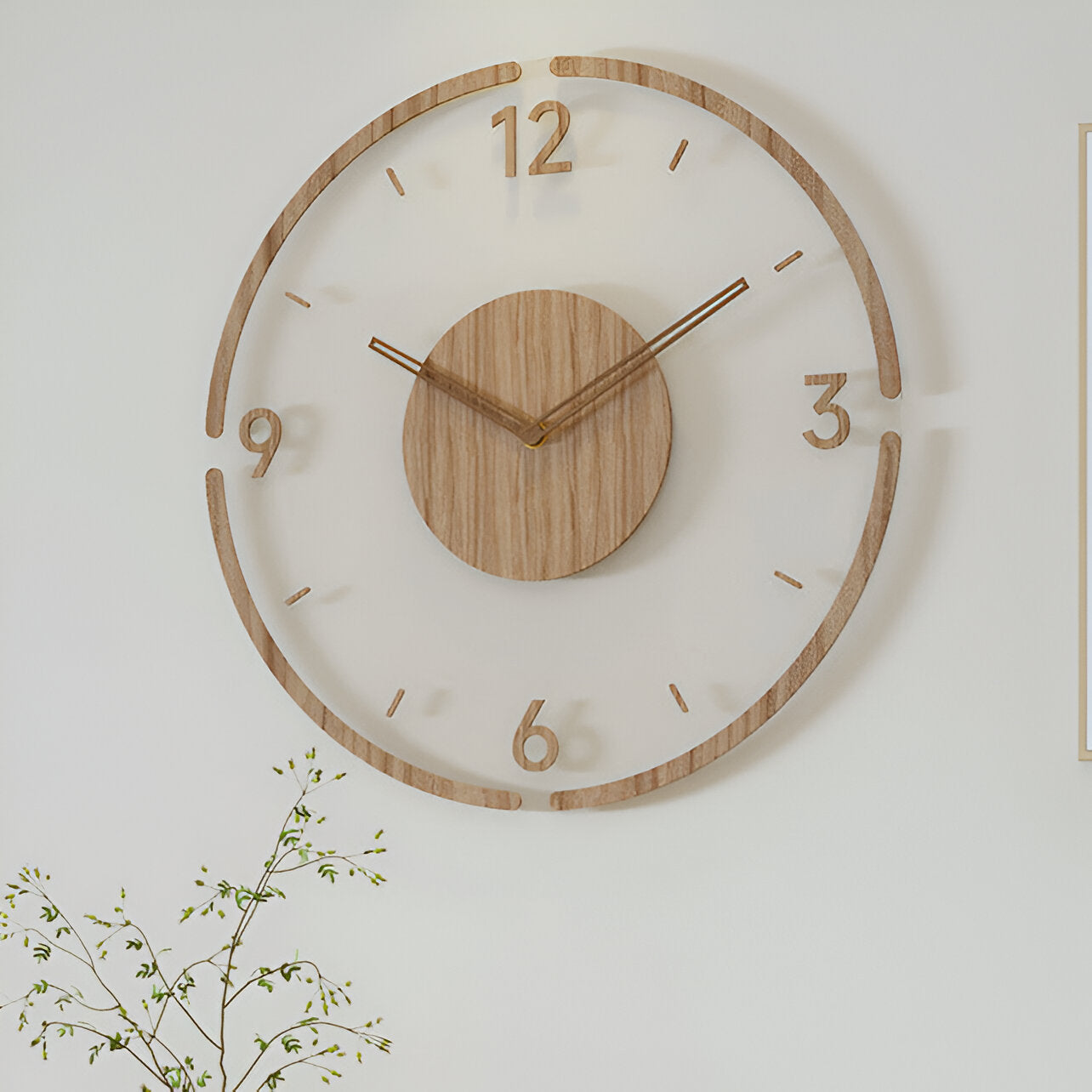 Clear O'Clock - Transparente Acryl & Holz Stille Wanduhr