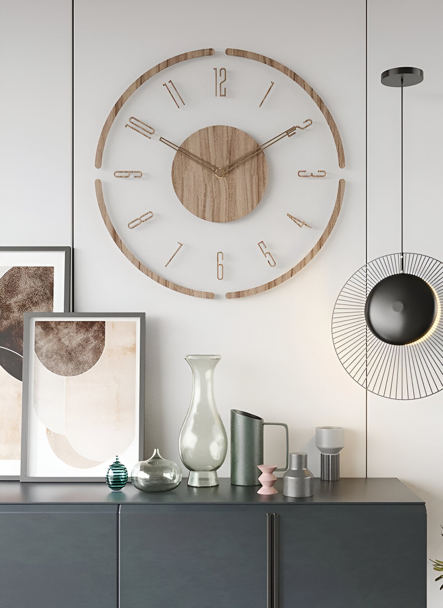 Clear O'Clock - Transparente Acryl & Holz Stille Wanduhr