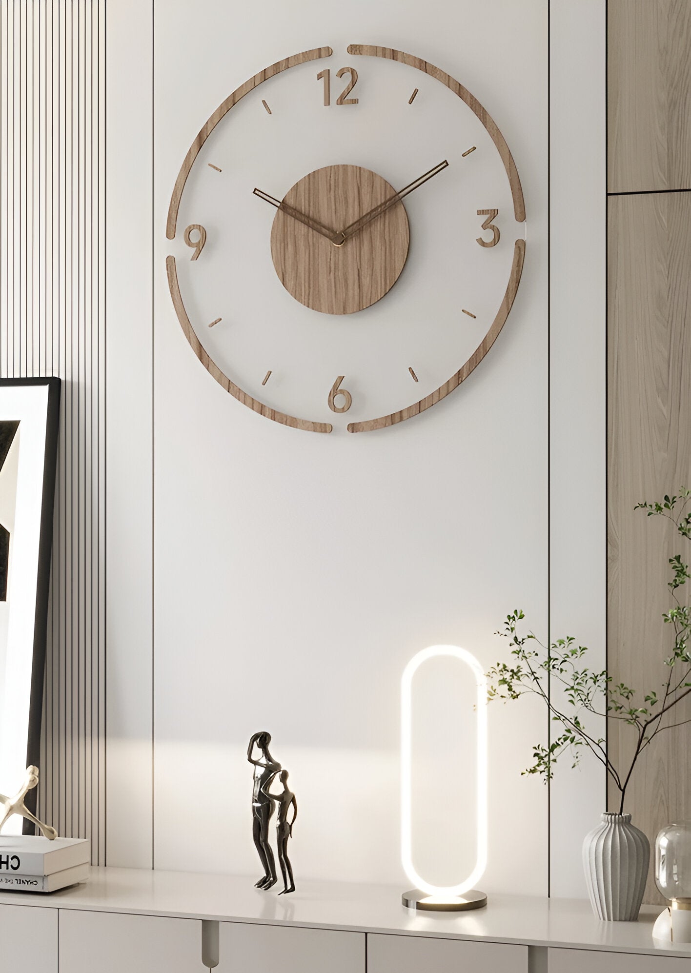 Clear O'Clock - Transparente Acryl & Holz Stille Wanduhr