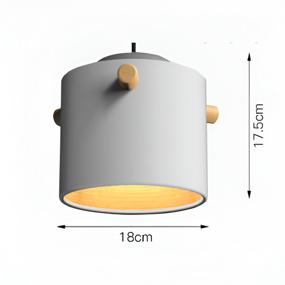 CylinBright Pendelleuchte - Skandinavisches Holz & Eisen Bunte LED Hängelampe