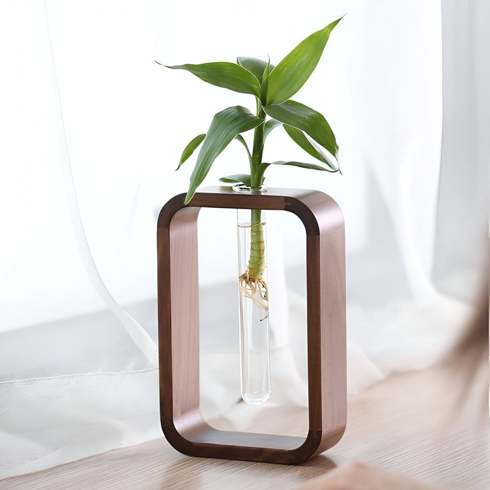 Elegante Holz Glas Pflanzenvase | Idealer dekorativer Pflanzer für Gartenliebhaber