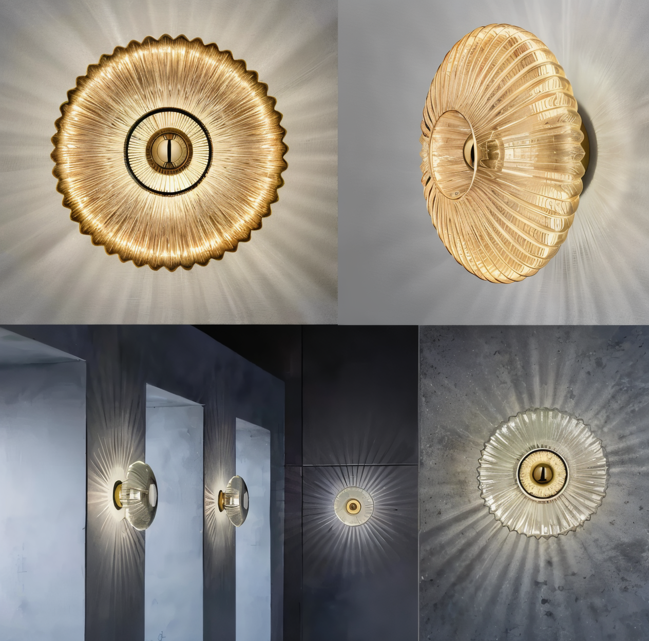 EnchantaRay Wandleuchte - Nordic Bauhaus Glas Wandleuchte - Wavy Round Wandleuchte LED