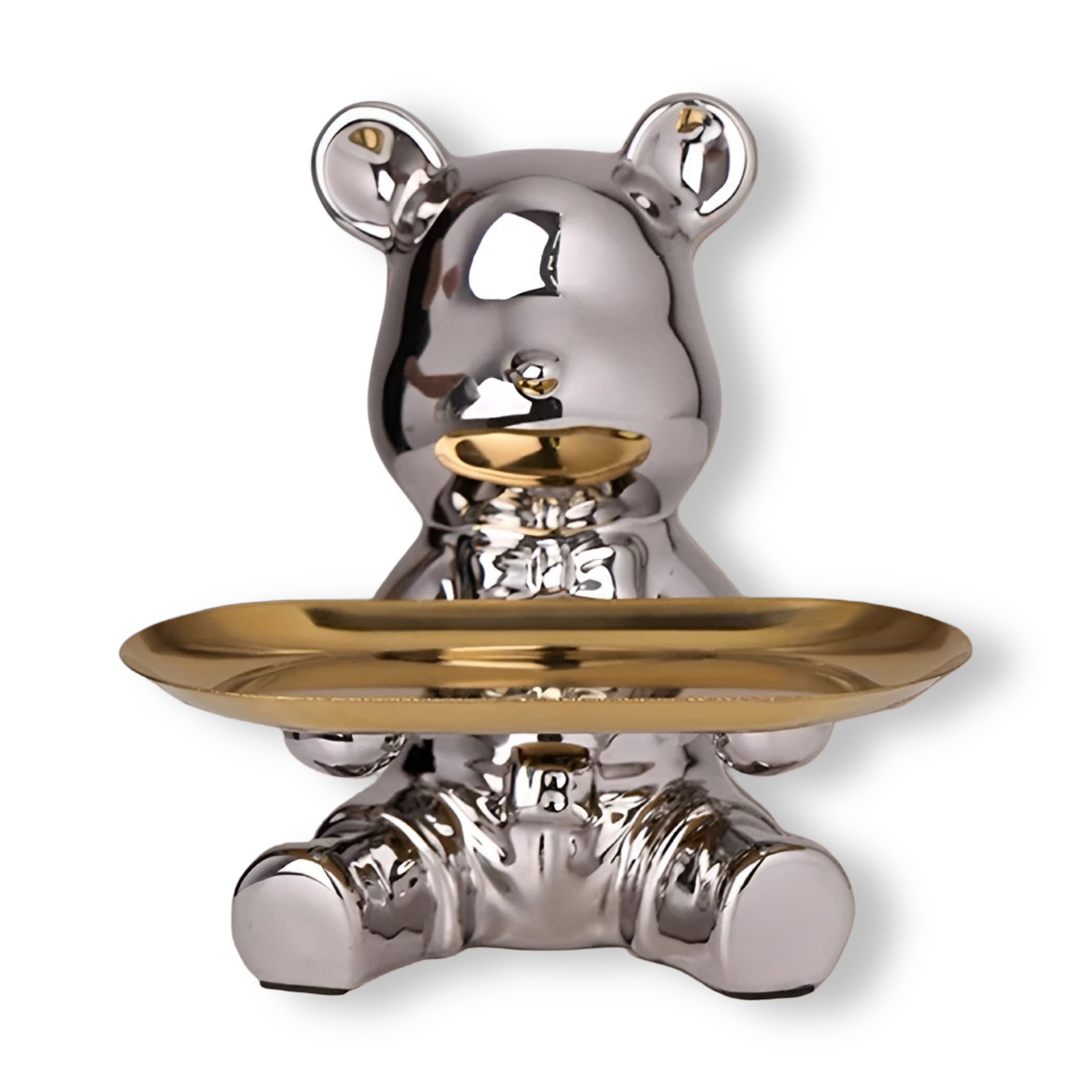 Happy Bear - Modernes Keramik Figurentablett für Luxuriöse Home Displays