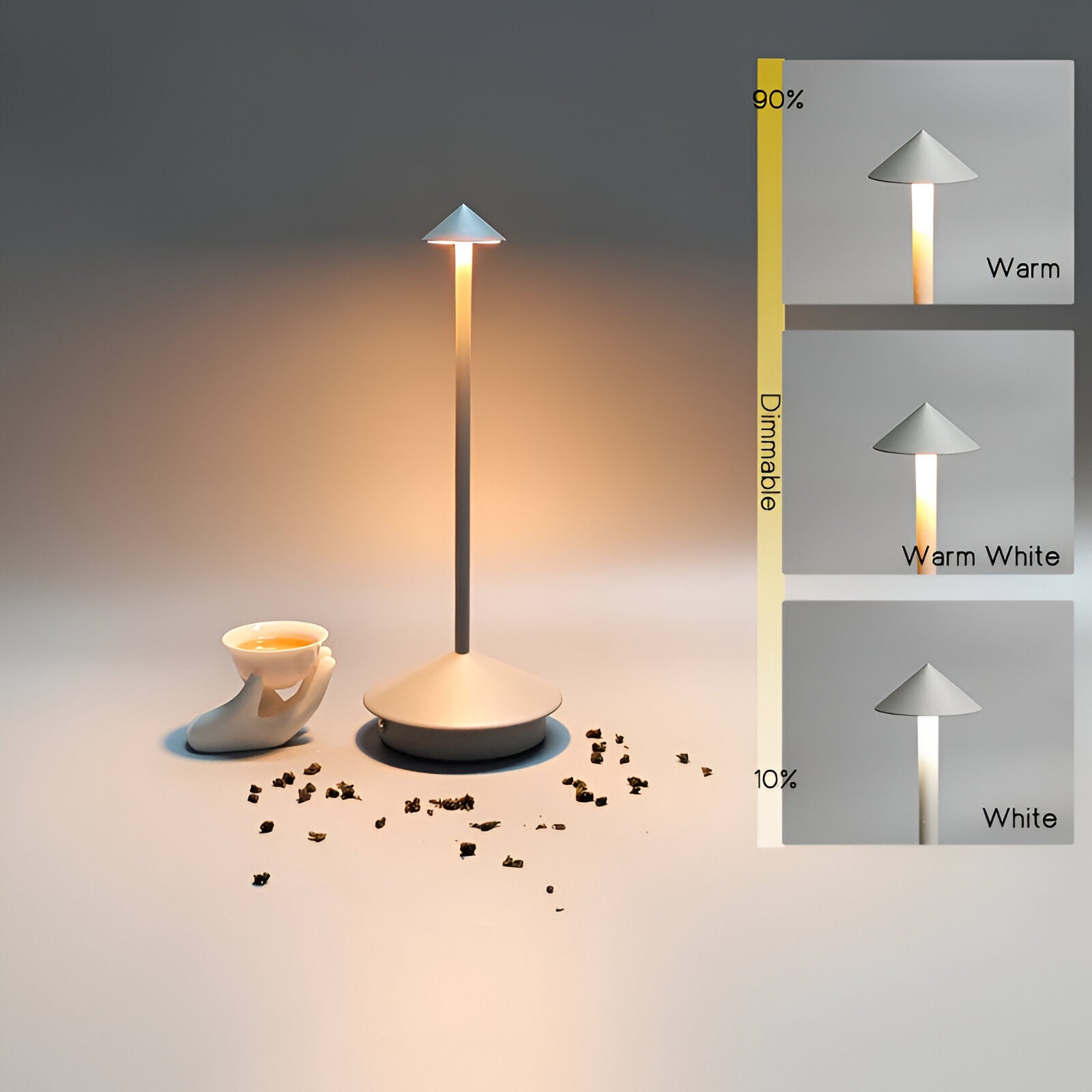 IllumeCone Tischlampe - Kabellose, Dimmbare, Wasserdichte Schreibtischlampe