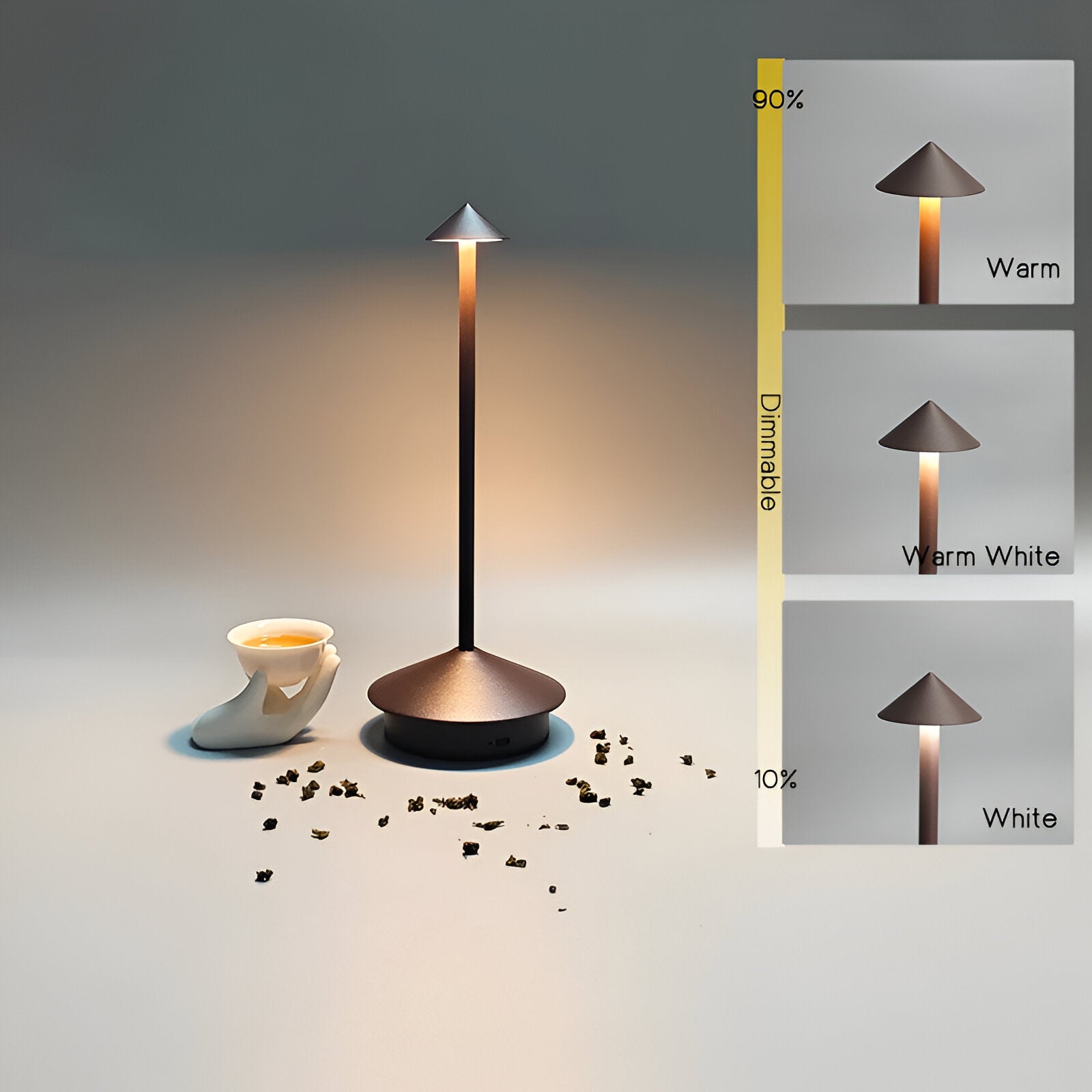 IllumeCone Tischlampe - Kabellose, Dimmbare, Wasserdichte Schreibtischlampe