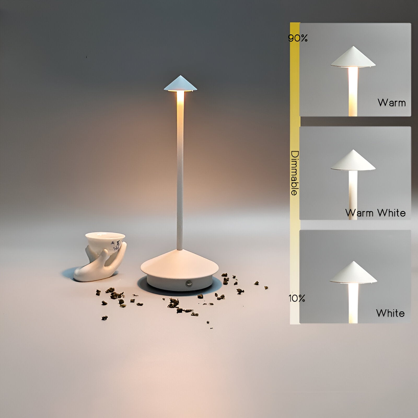 IllumeCone Tischlampe - Kabellose, Dimmbare, Wasserdichte Schreibtischlampe