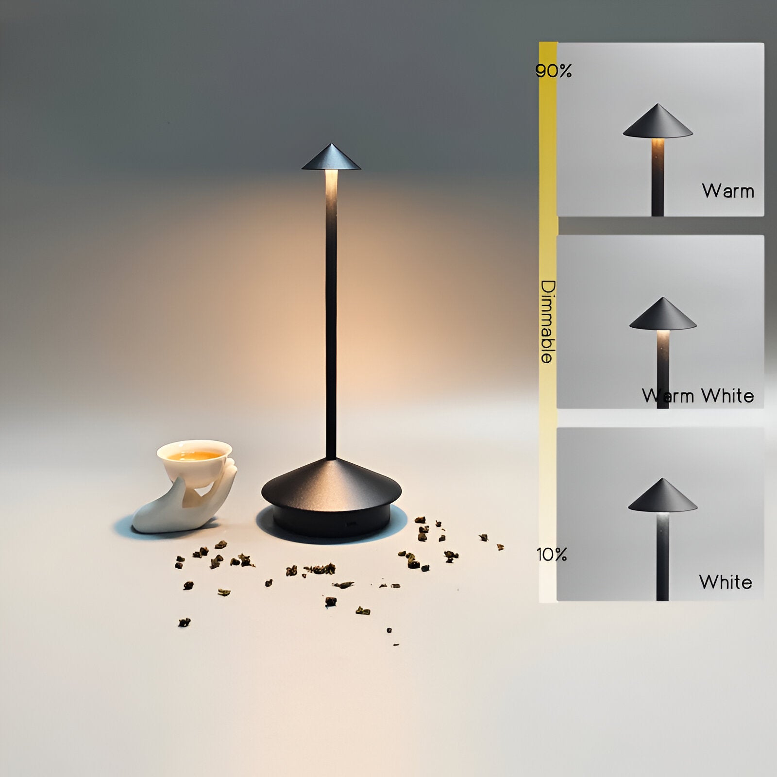 IllumeCone Tischlampe - Kabellose, Dimmbare, Wasserdichte Schreibtischlampe