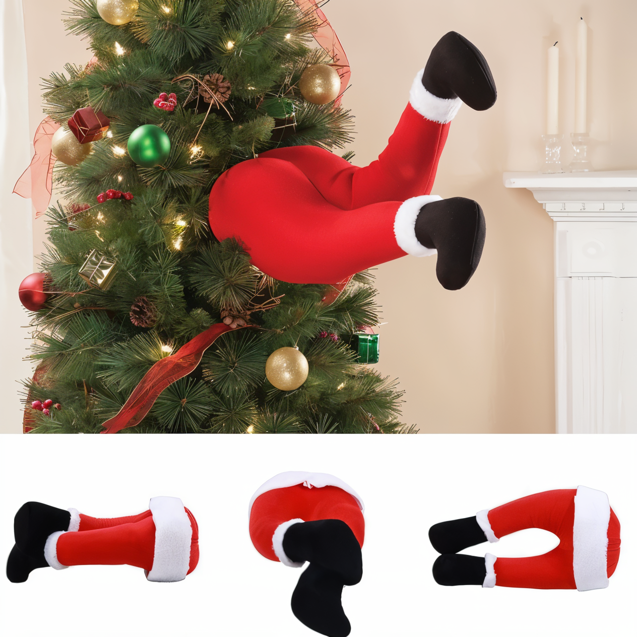 Kickin' Santa - Kreativer Weihnachtsmann Plüschbeine Christbaumschmuck