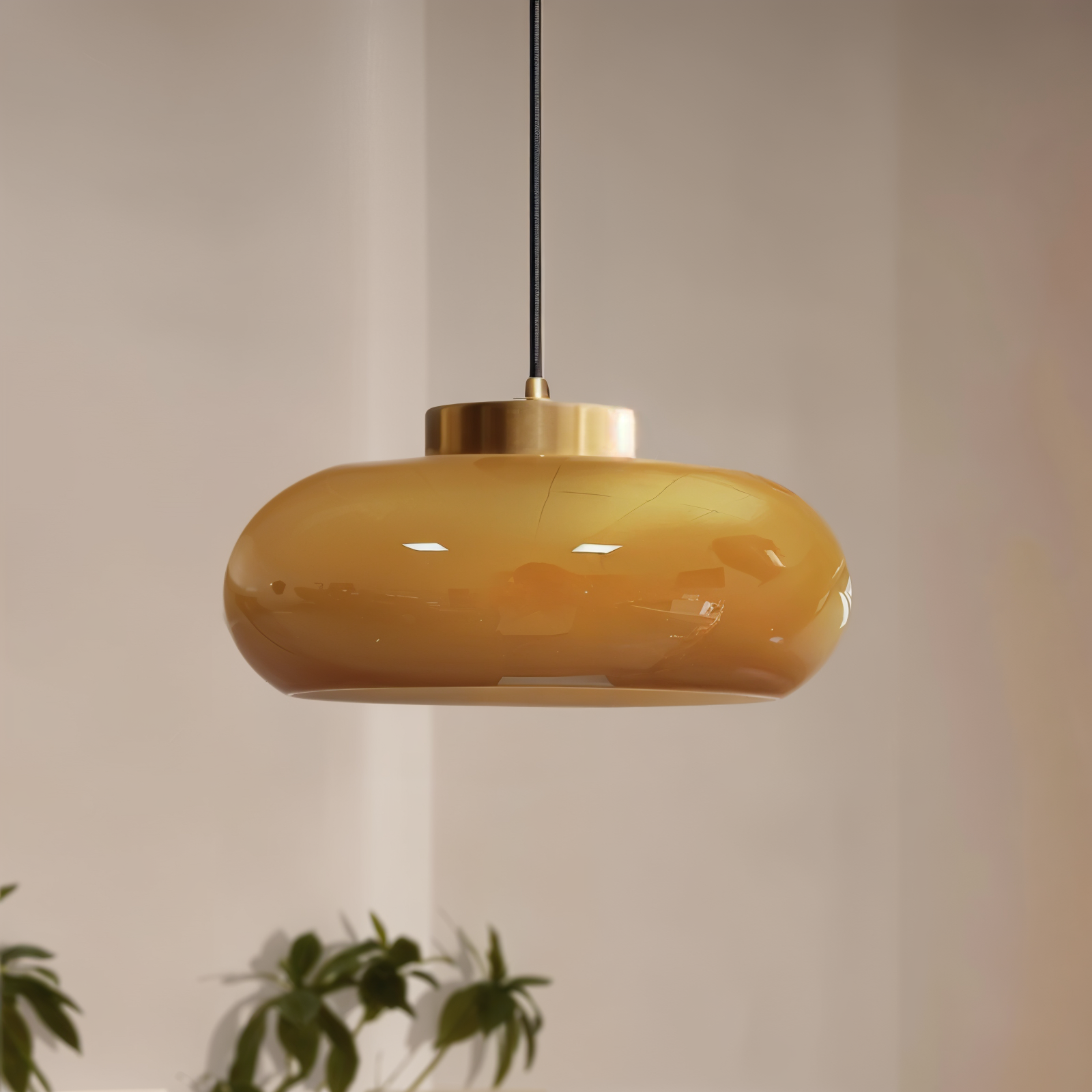 Klassische Gelbe Vintage-Deckenleuchte - Retro Semi Flush Montage-Leuchten