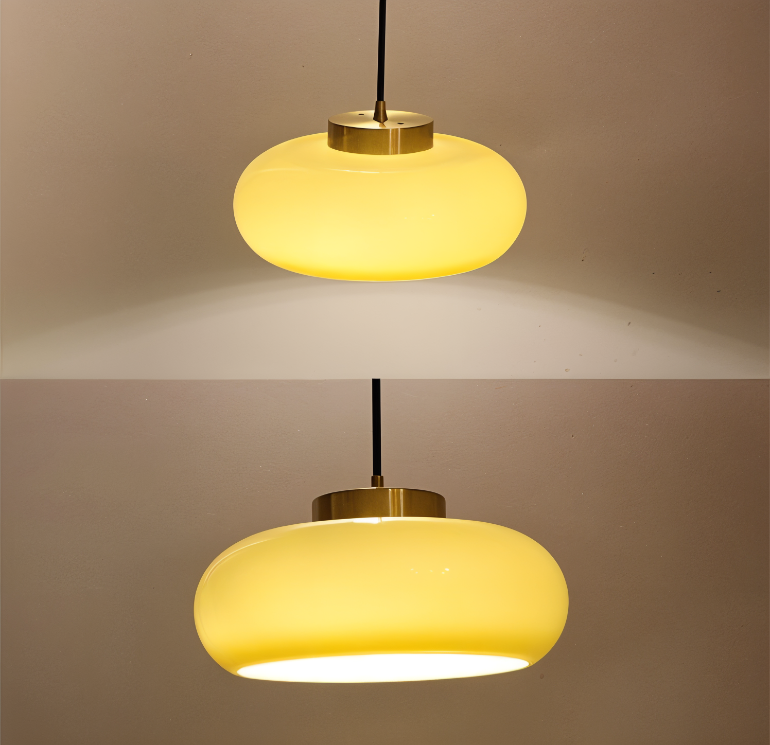 Klassische Gelbe Vintage-Deckenleuchte - Retro Semi Flush Montage-Leuchten